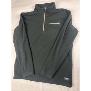 Bills Khakis Mens Large 1/4 Zip Fleece Pullover Jacket Green Mock Neck Pocket